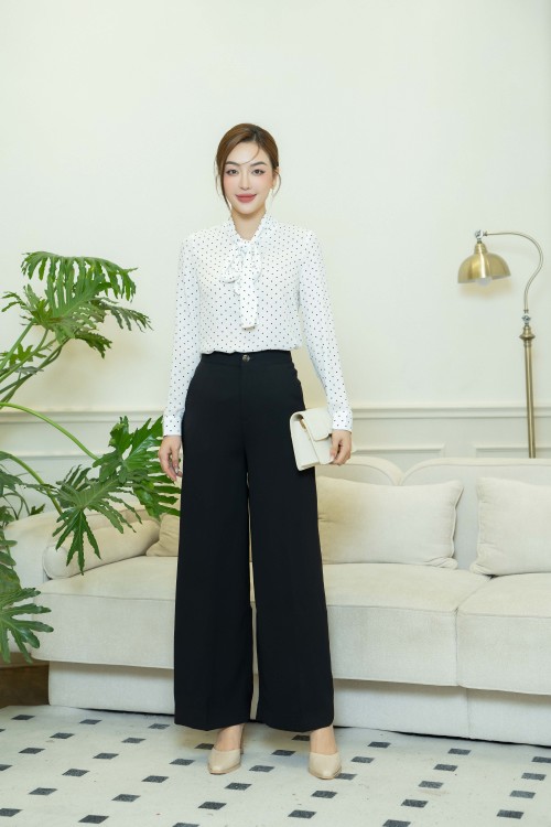 Sixdo Black High Waisted Wide Leg Woven Pants